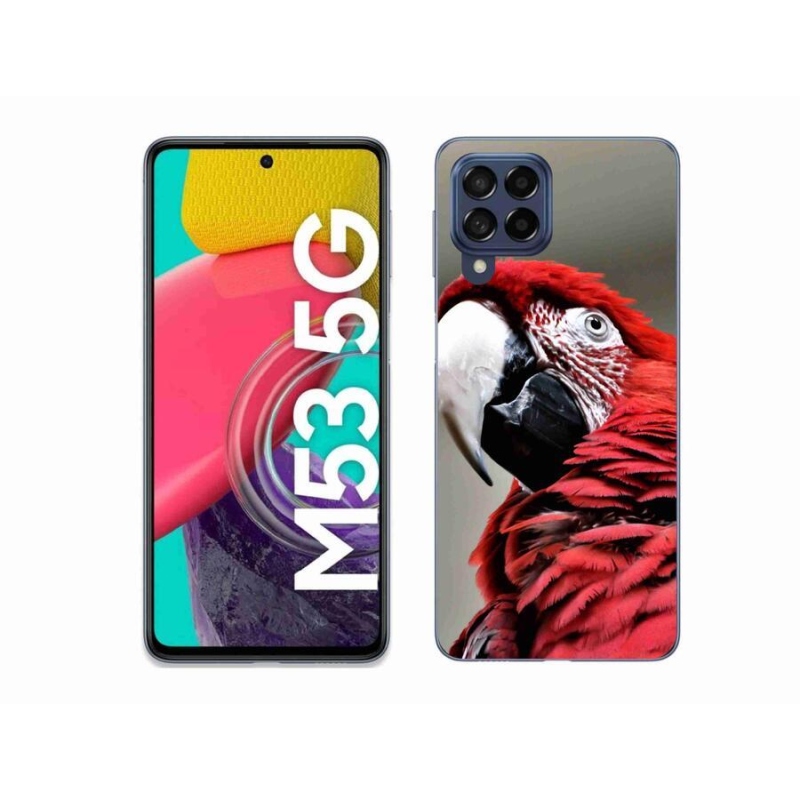 Gelový obal mmCase na mobil Samsung Galaxy M53 5G - papoušek ara červený