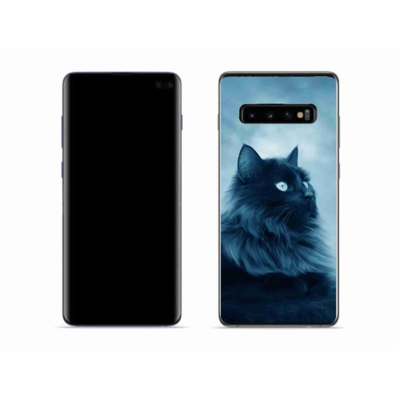 Gelový obal mmCase na mobil Samsung Galaxy S10 - černá kočka 1