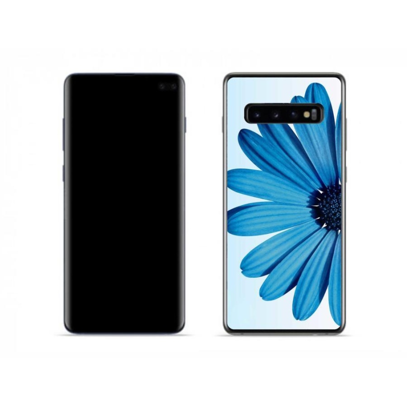 Gelový obal mmCase na mobil Samsung Galaxy S10 - modrá kopretina