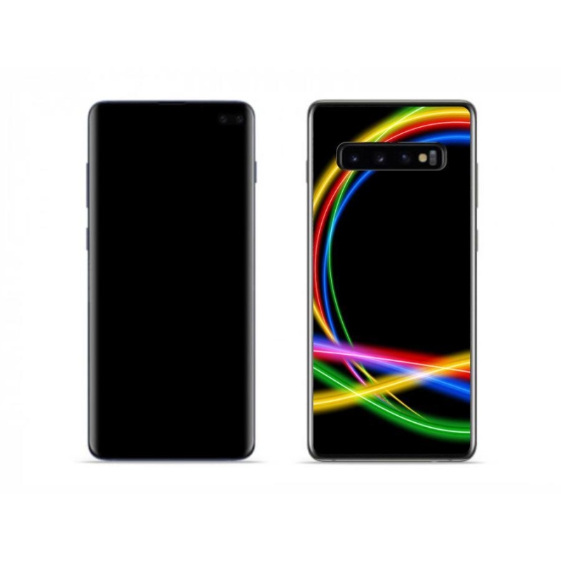 Gelový obal mmCase na mobil Samsung Galaxy S10 - neonové kruhy
