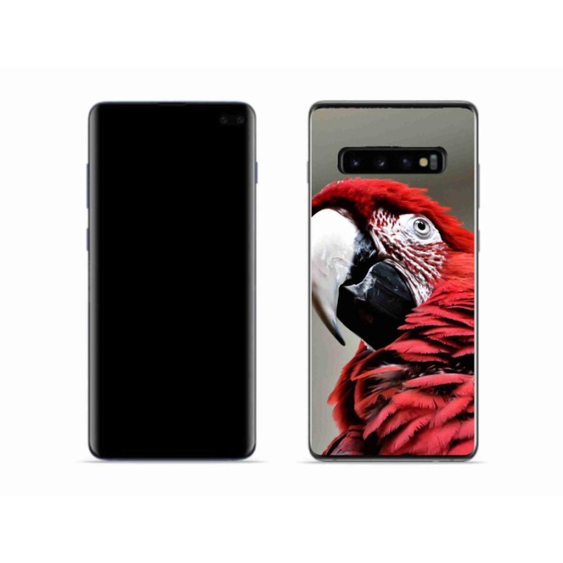 Gelový obal mmCase na mobil Samsung Galaxy S10 - papoušek ara červený