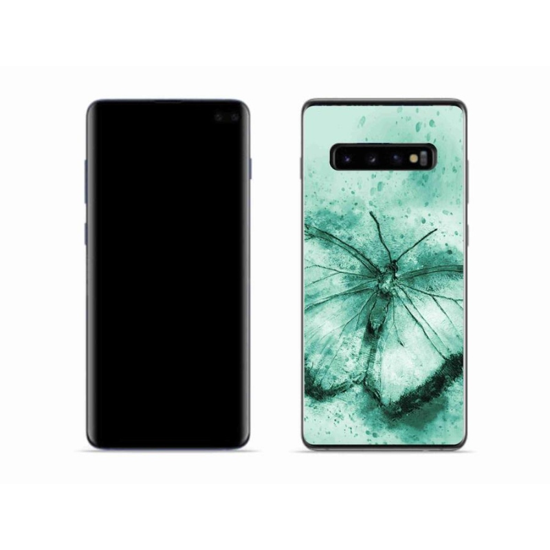 Gelový obal mmCase na mobil Samsung Galaxy S10 - zelený motýl