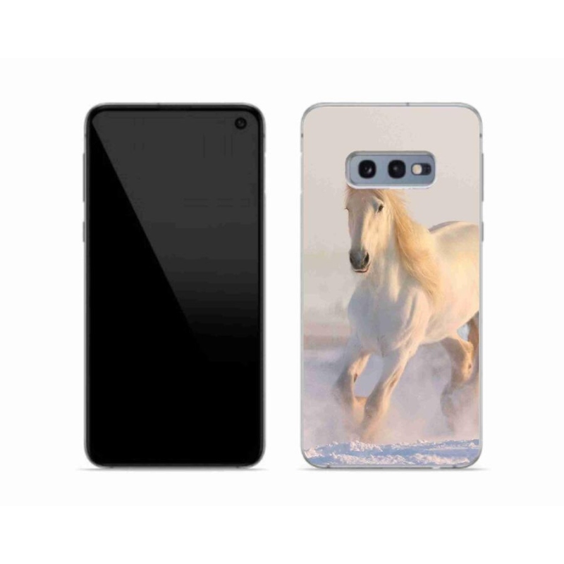 Gelový obal mmCase na mobil Samsung Galaxy S10e - kůň ve sněhu