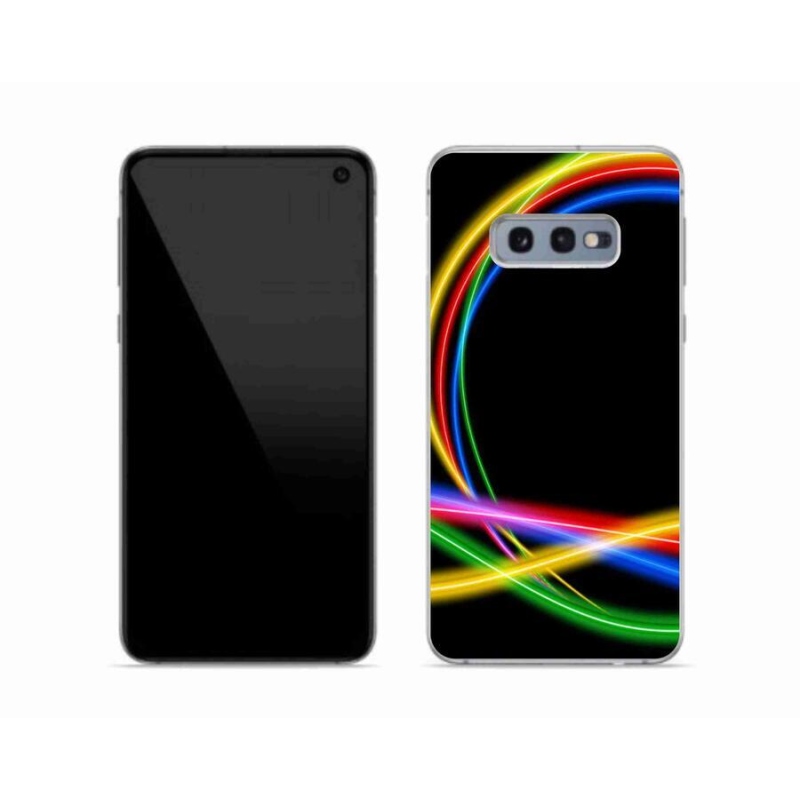 Gelový obal mmCase na mobil Samsung Galaxy S10e - neonové kruhy