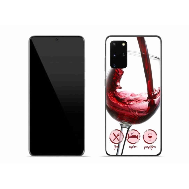 Gelový obal mmCase na mobil Samsung Galaxy S20 Plus - sklenička vína červené