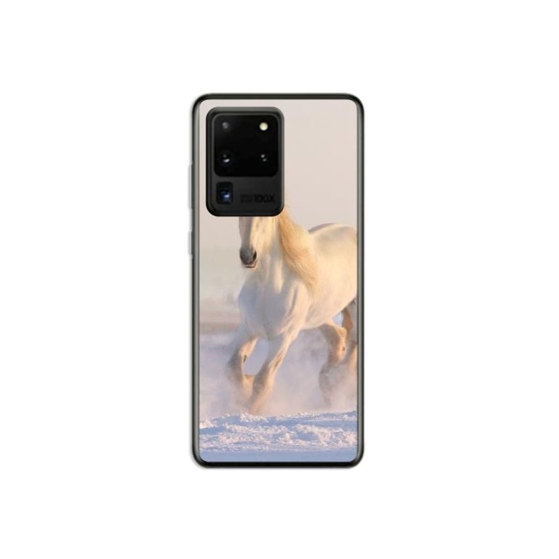 Gelový obal mmCase na mobil Samsung Galaxy S20 Ultra - kůň ve sněhu