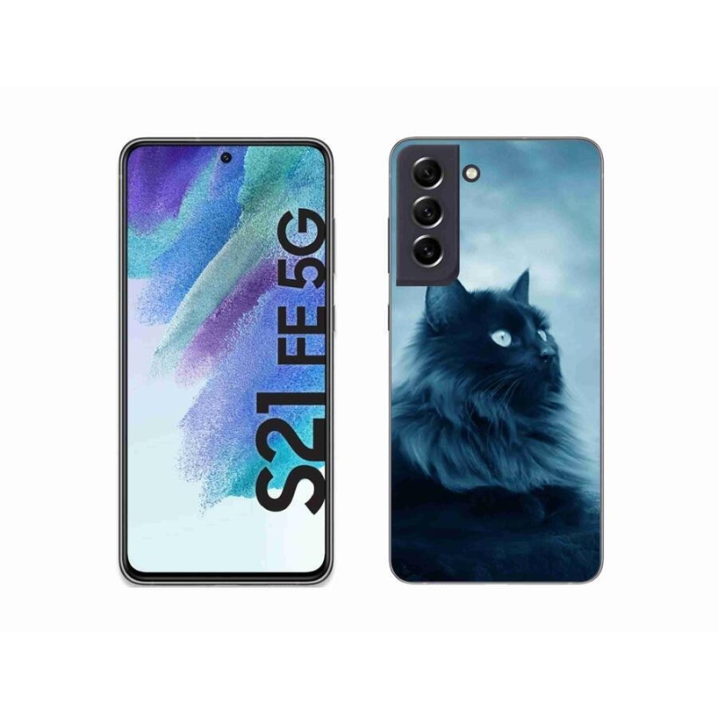 Gelový obal mmCase na mobil Samsung Galaxy S21 FE 5G - černá kočka 1