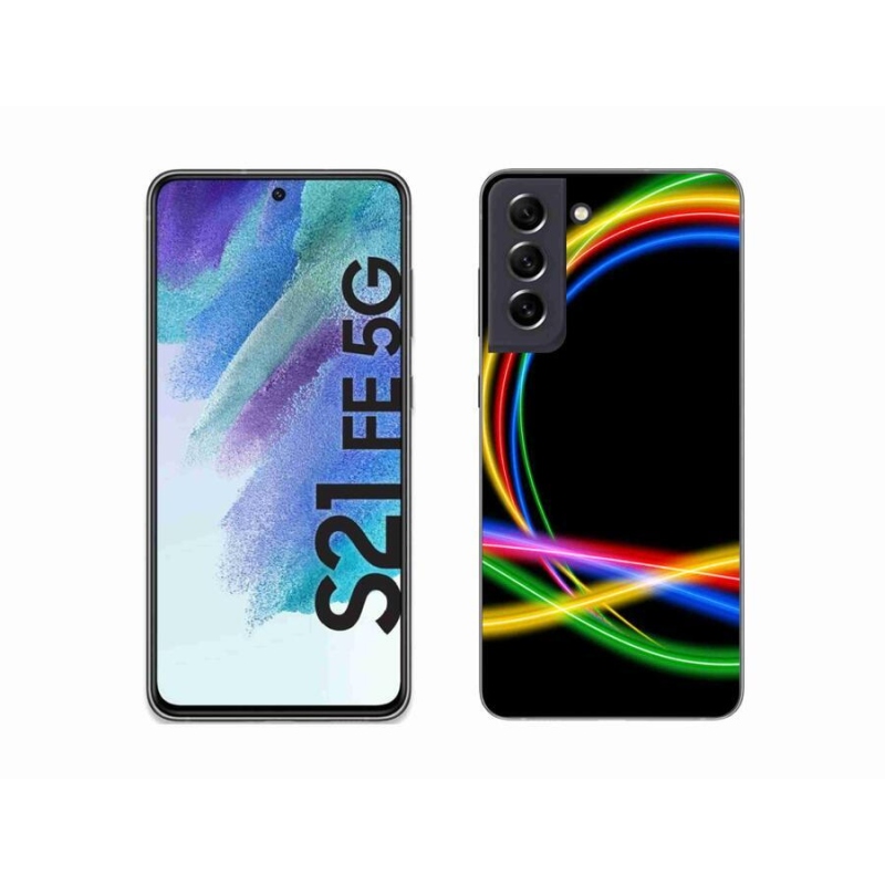 Gelový obal mmCase na mobil Samsung Galaxy S21 FE 5G - neonové kruhy