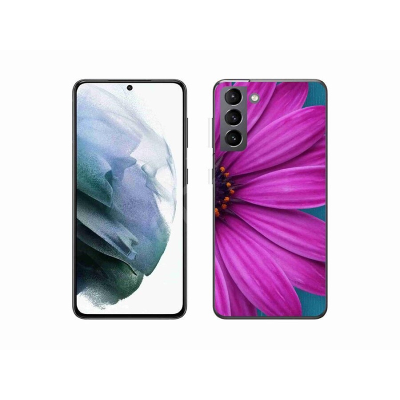 Gelový obal mmCase na mobil Samsung Galaxy S21 - fialová kopretina