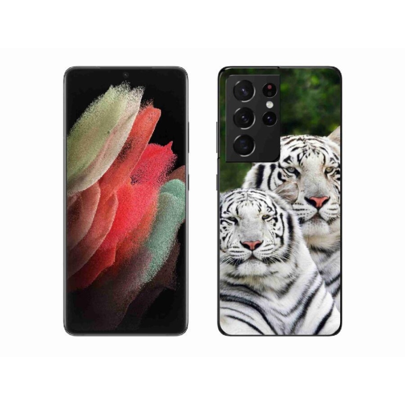 Gelový obal mmCase na mobil Samsung Galaxy S21 Ultra 5G - bílí tygři