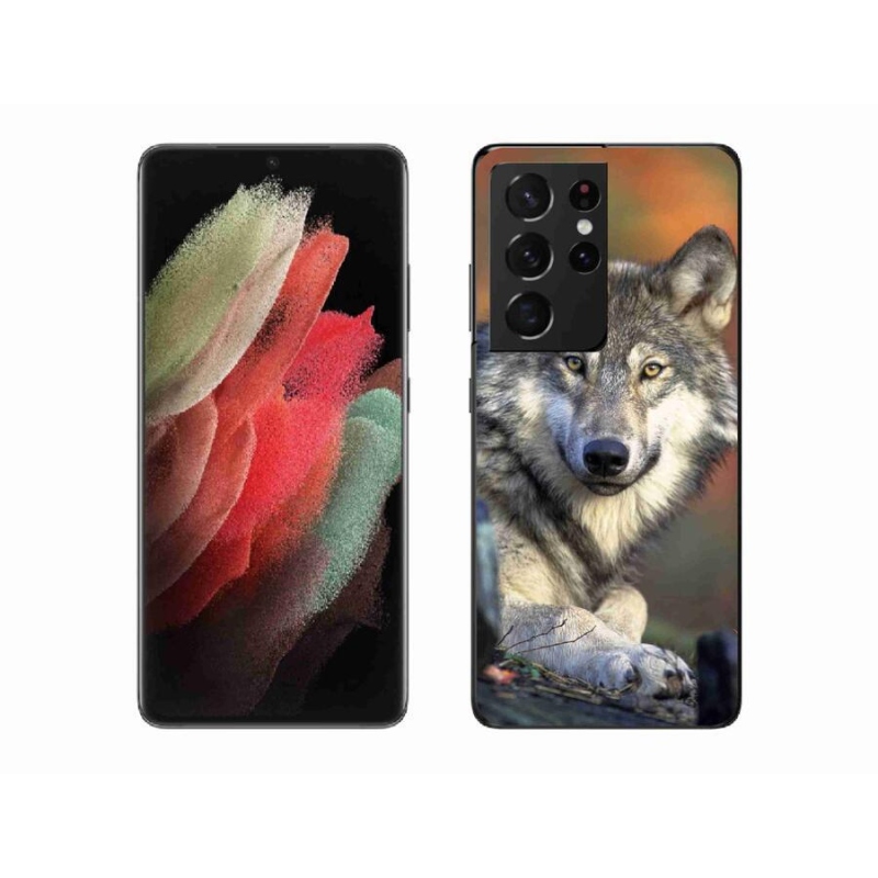 Gelový obal mmCase na mobil Samsung Galaxy S21 Ultra 5G - vlk
