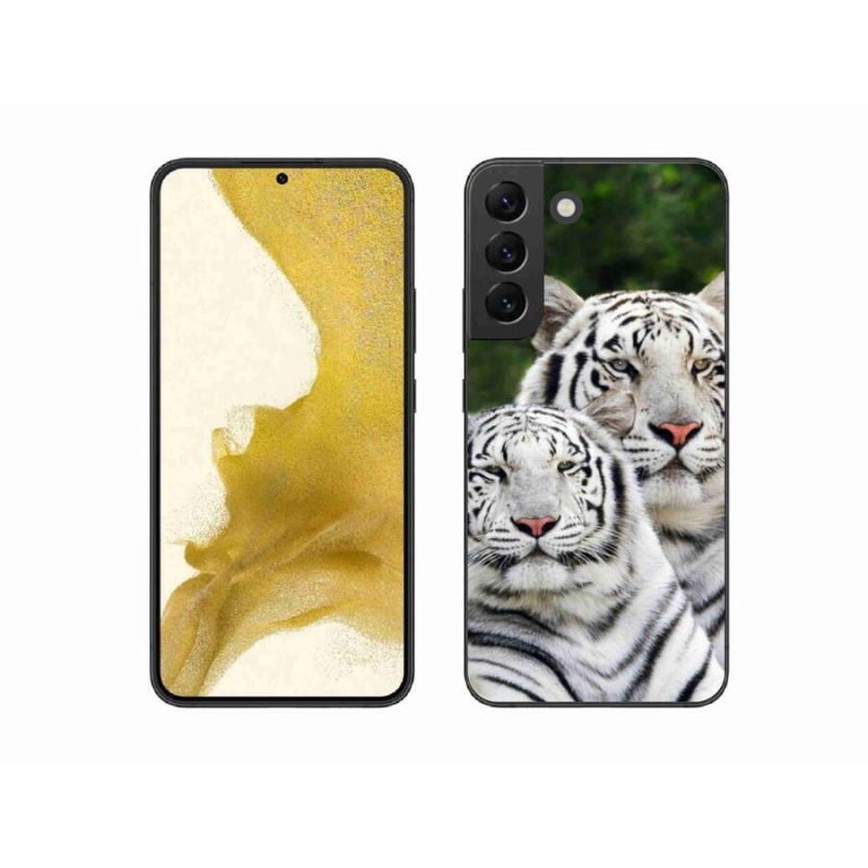 Gelový obal mmCase na mobil Samsung Galaxy S22+ 5G - bílí tygři