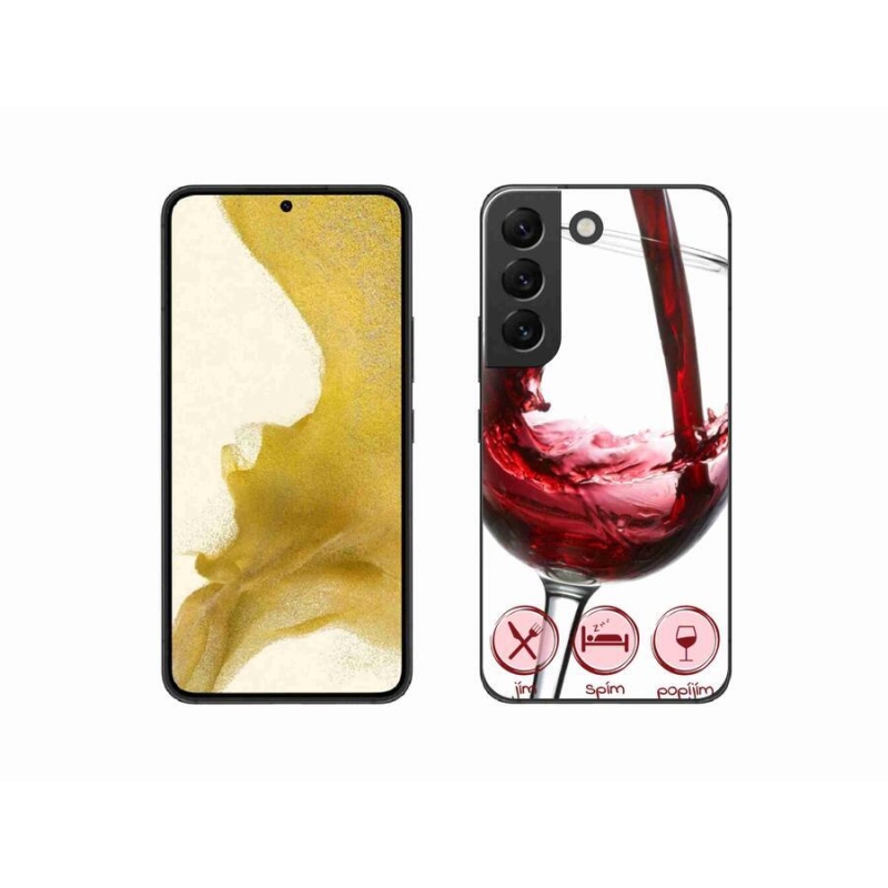 Gelový obal mmCase na mobil Samsung Galaxy S22 5G - sklenička vína červené