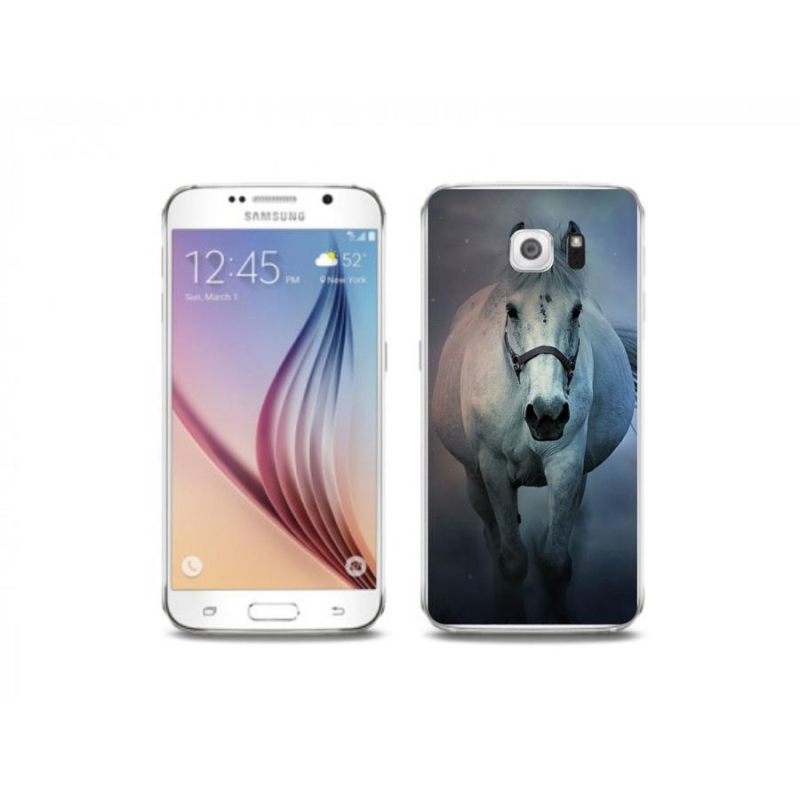 Gelový obal mmCase na mobil Samsung Galaxy S6 - běžící bílý kůň