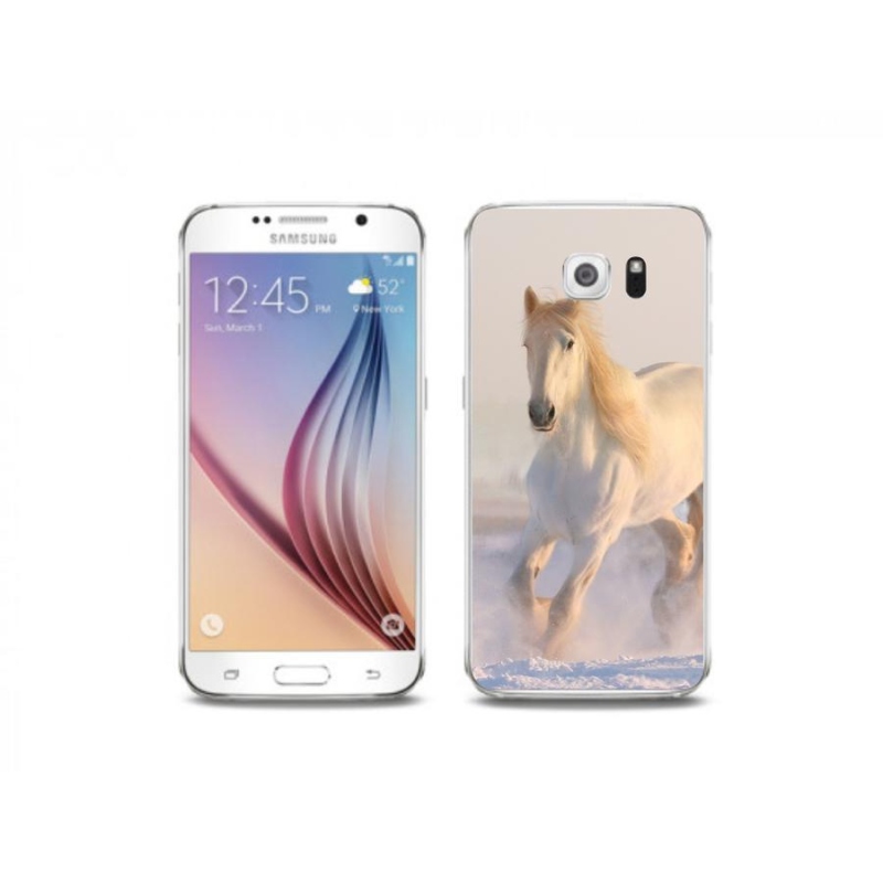 Gelový obal mmCase na mobil Samsung Galaxy S6 - kůň ve sněhu