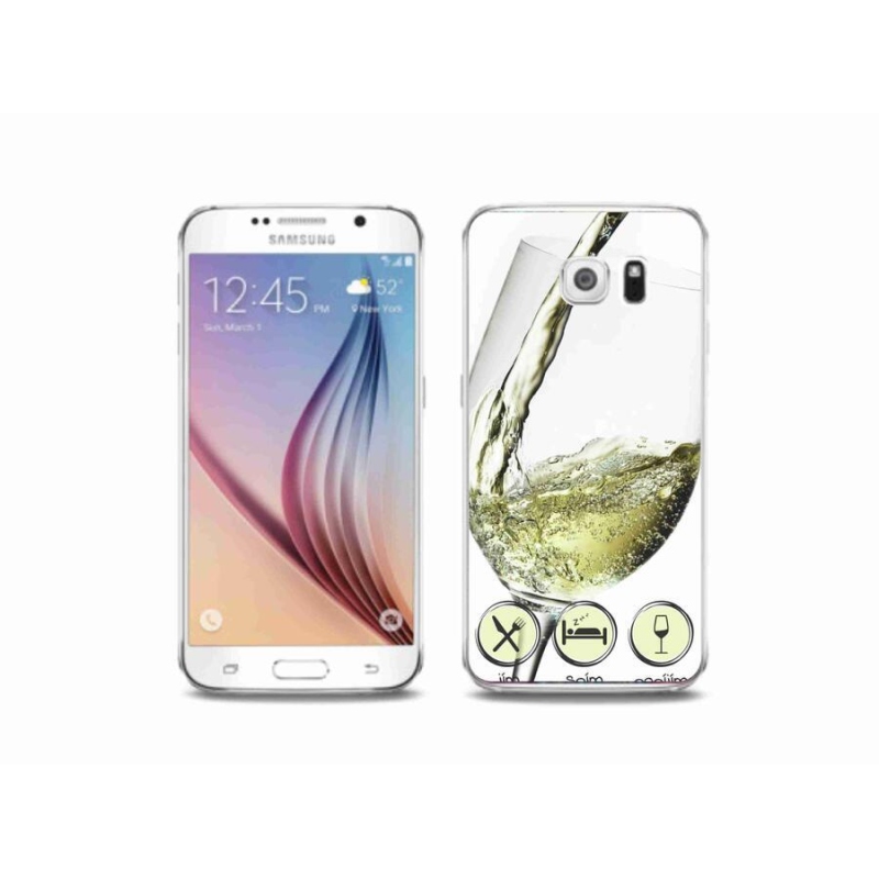 Gelový obal mmCase na mobil Samsung Galaxy S6 - sklenička vína bílé