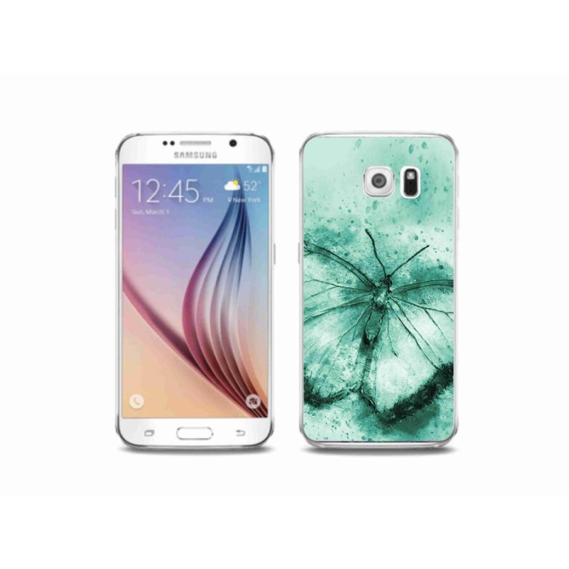 Gelový obal mmCase na mobil Samsung Galaxy S6 - zelený motýl