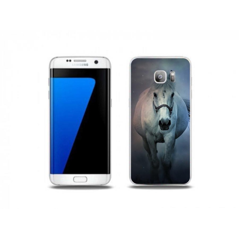 Gelový obal mmCase na mobil Samsung Galaxy S7 Edge - běžící bílý kůň