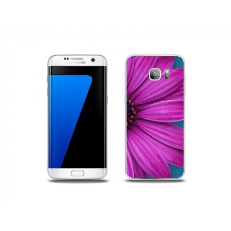 Gelový obal mmCase na mobil Samsung Galaxy S7 Edge - fialová kopretina