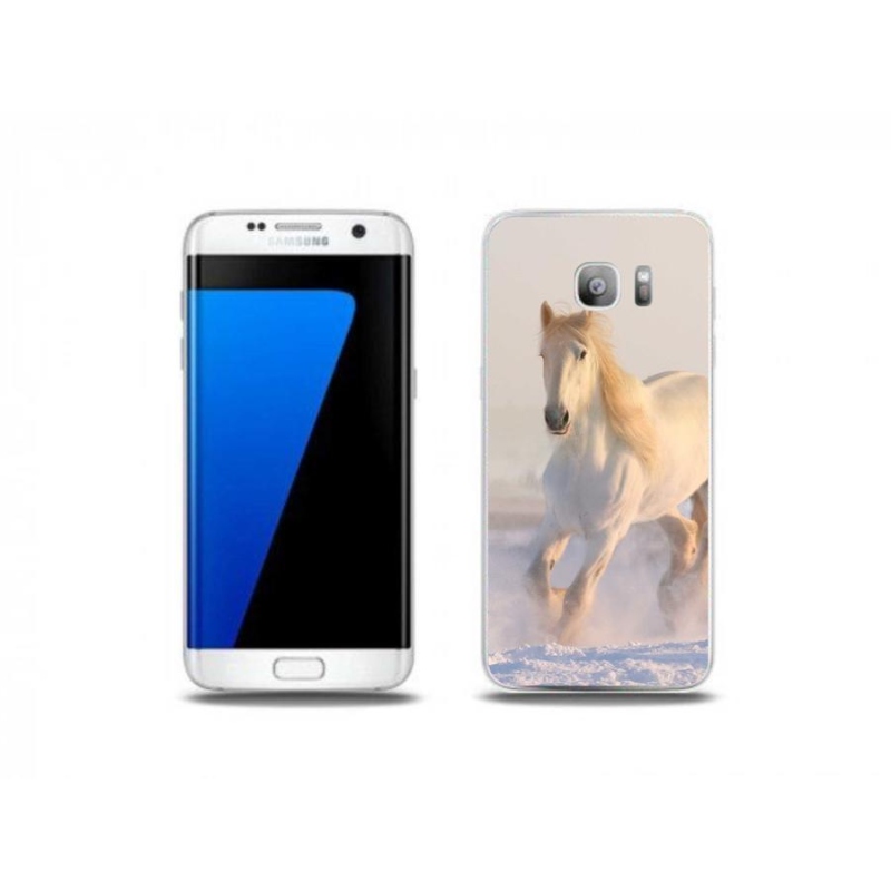 Gelový obal mmCase na mobil Samsung Galaxy S7 Edge - kůň ve sněhu