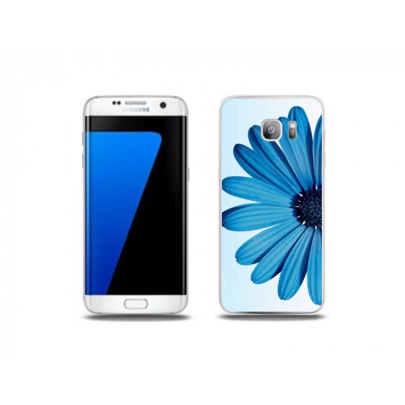 Gelový obal mmCase na mobil Samsung Galaxy S7 Edge - modrá kopretina
