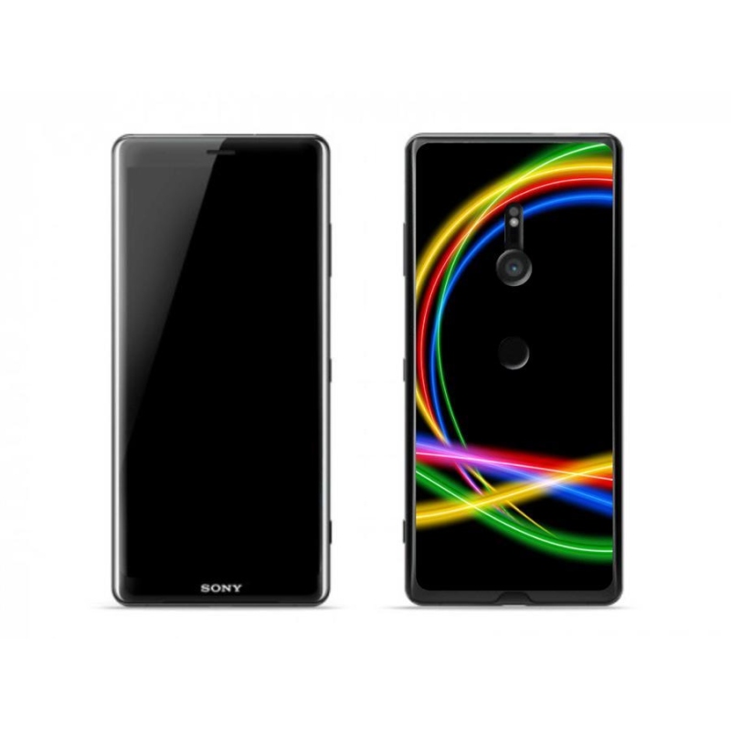 Gelový obal mmCase na mobil Sony Xperia XZ3 - neonové kruhy
