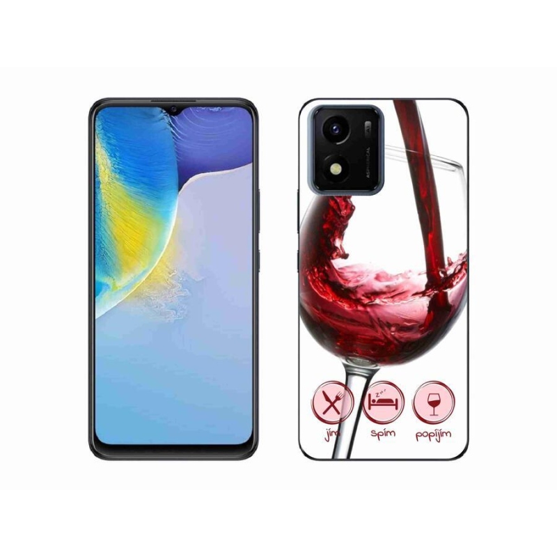 Gelový obal mmCase na mobil Vivo Y01 - sklenička vína červené
