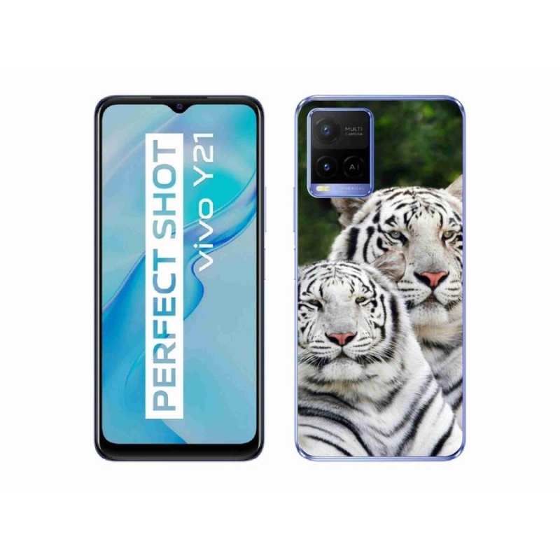 Gelový obal mmCase na mobil Vivo Y21/Y21s/Y33s - bílí tygři