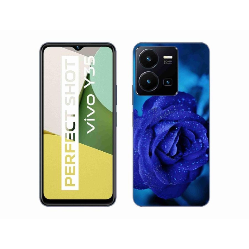 Gelový obal mmCase na mobil Vivo Y35 - modrá růže