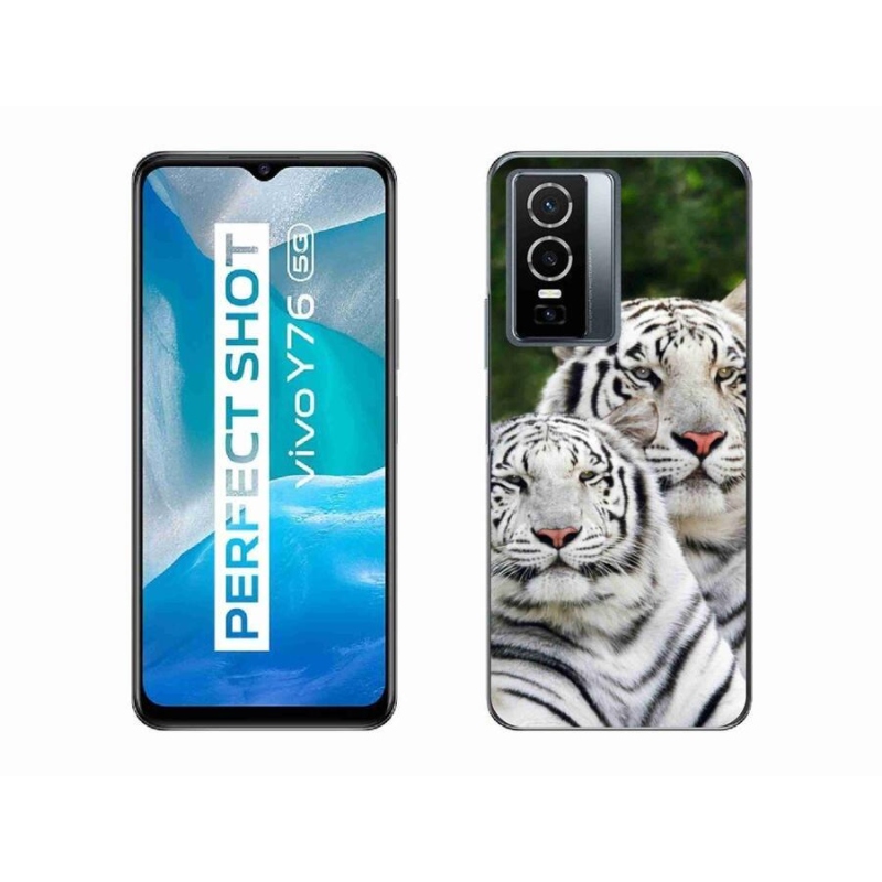 Gelový obal mmCase na mobil Vivo Y76 5G - bílí tygři