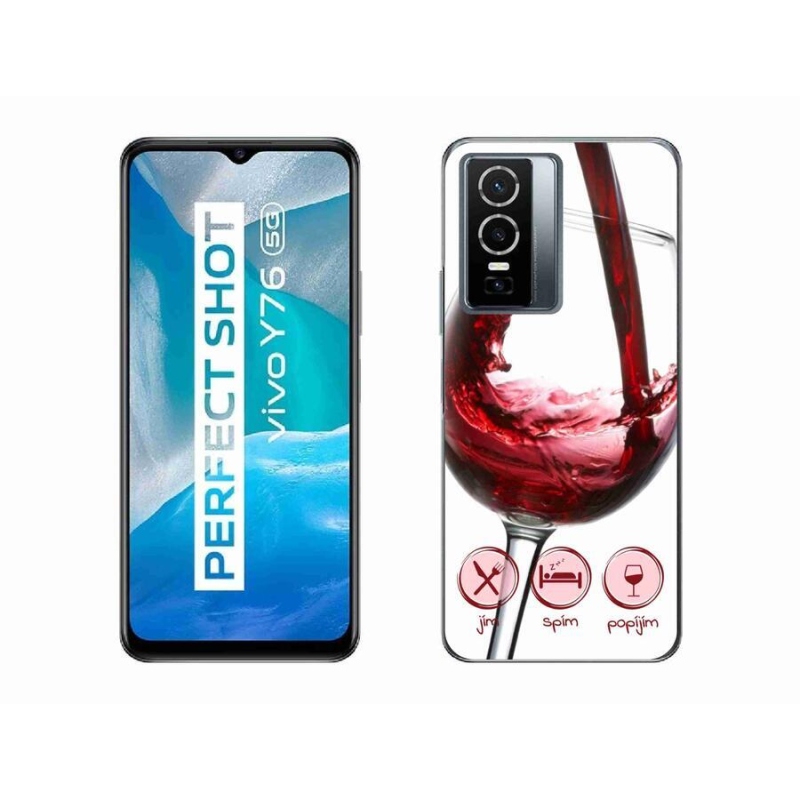Gelový obal mmCase na mobil Vivo Y76 5G - sklenička vína červené