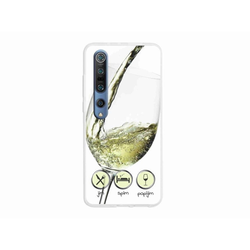 Gelový obal mmCase na mobil Xiaomi Mi 10 - sklenička vína bílé