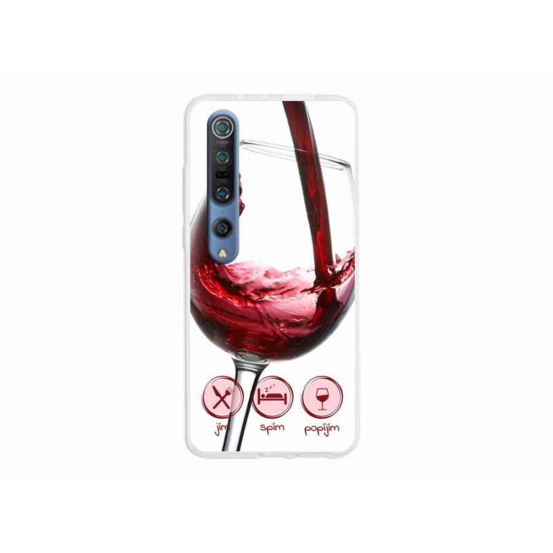 Gelový obal mmCase na mobil Xiaomi Mi 10 - sklenička vína červené