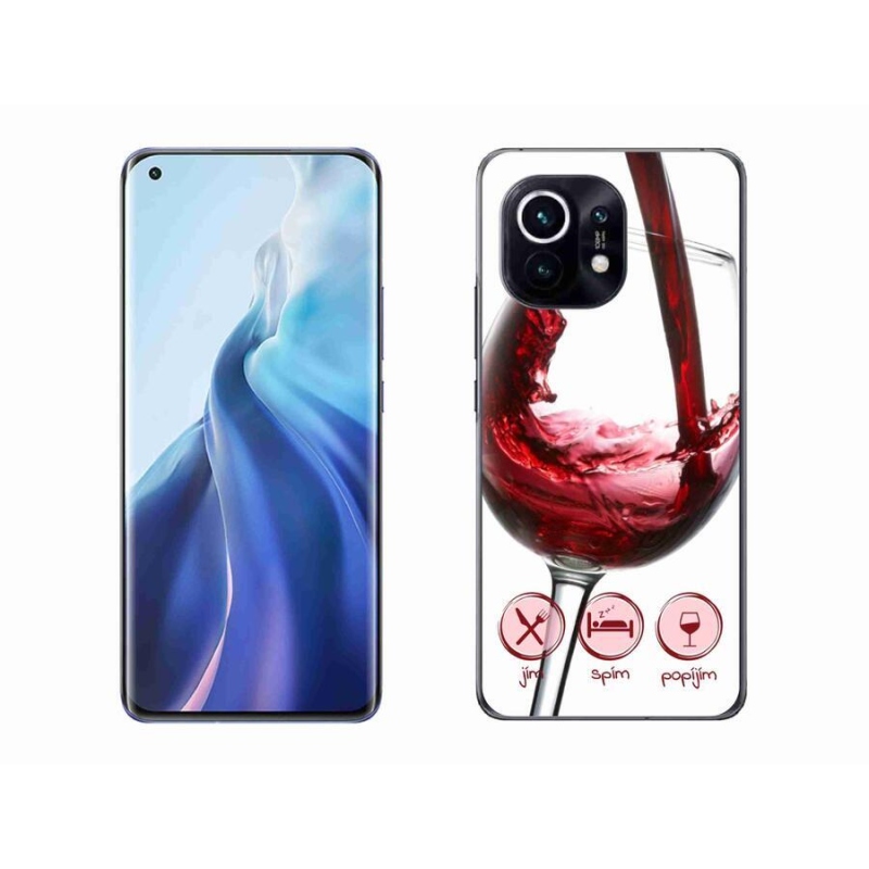 Gelový obal mmCase na mobil Xiaomi Mi 11 - sklenička vína červené