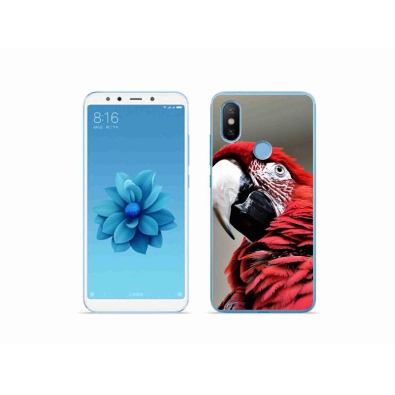 Gelový obal mmCase na mobil Xiaomi Mi A2 - papoušek ara červený