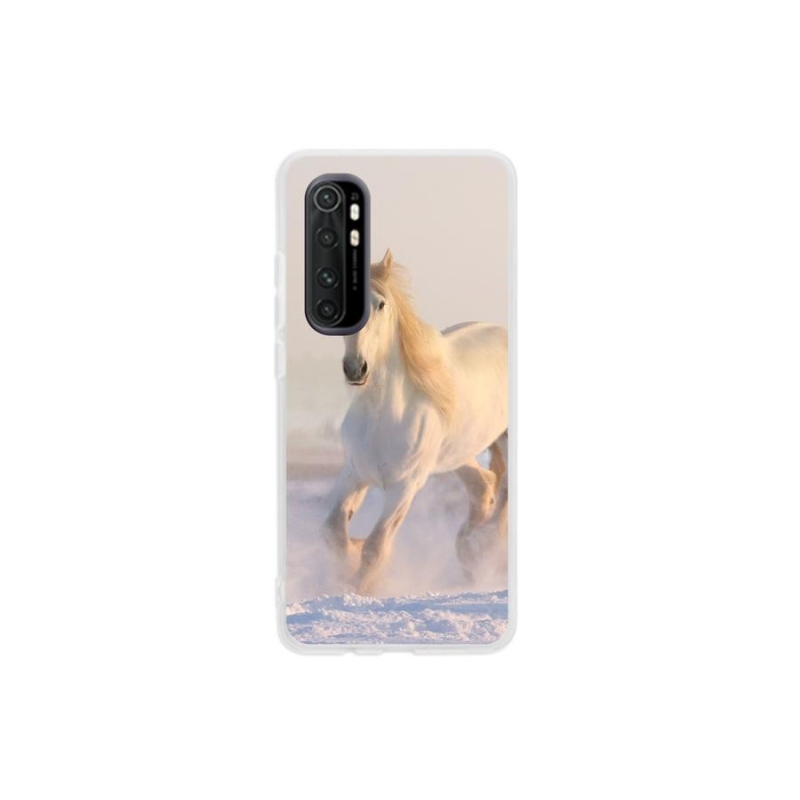 Gelový obal mmCase na mobil Xiaomi Mi Note 10 Lite - kůň ve sněhu