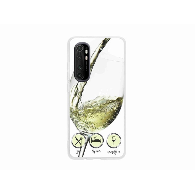 Gelový obal mmCase na mobil Xiaomi Mi Note 10 Lite - sklenička vína bílé