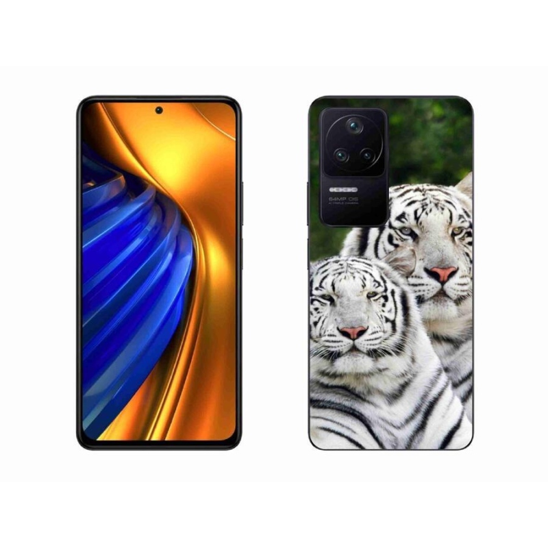 Gelový obal mmCase na mobil Xiaomi Poco F4 - bílí tygři