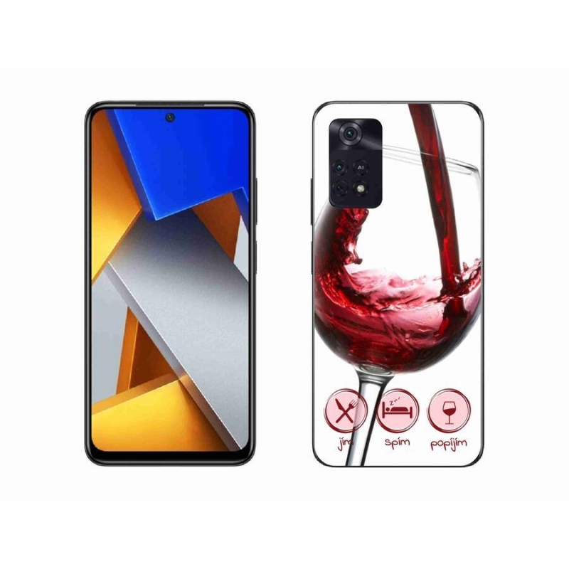 Gelový obal mmCase na mobil Xiaomi Poco M4 Pro 4G - sklenička vína červené