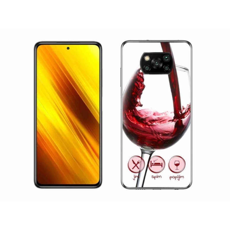 Gelový obal mmCase na mobil Xiaomi Poco X3 - sklenička vína červené