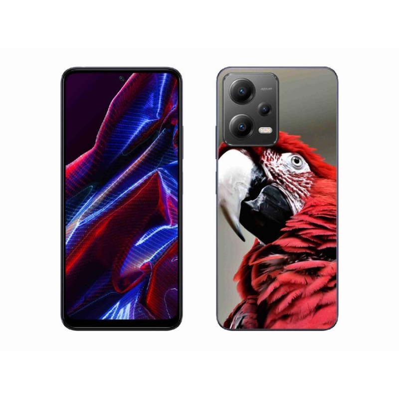 Gelový obal mmCase na mobil Xiaomi Poco X5 5G - papoušek ara červený