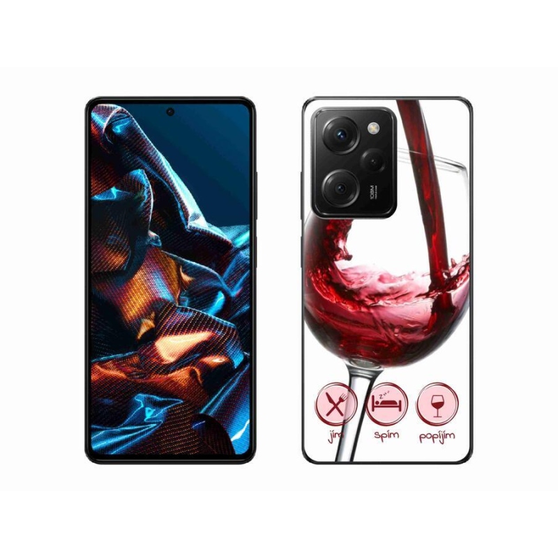 Gelový obal mmCase na mobil Xiaomi Poco X5 Pro 5G - sklenička vína červené