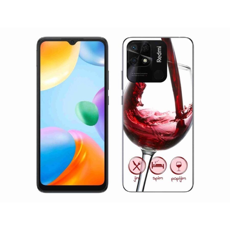 Gelový obal mmCase na mobil Xiaomi Redmi 10C - sklenička vína červené