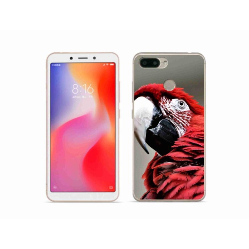 Gelový obal mmCase na mobil Xiaomi Redmi 6 - papoušek ara červený