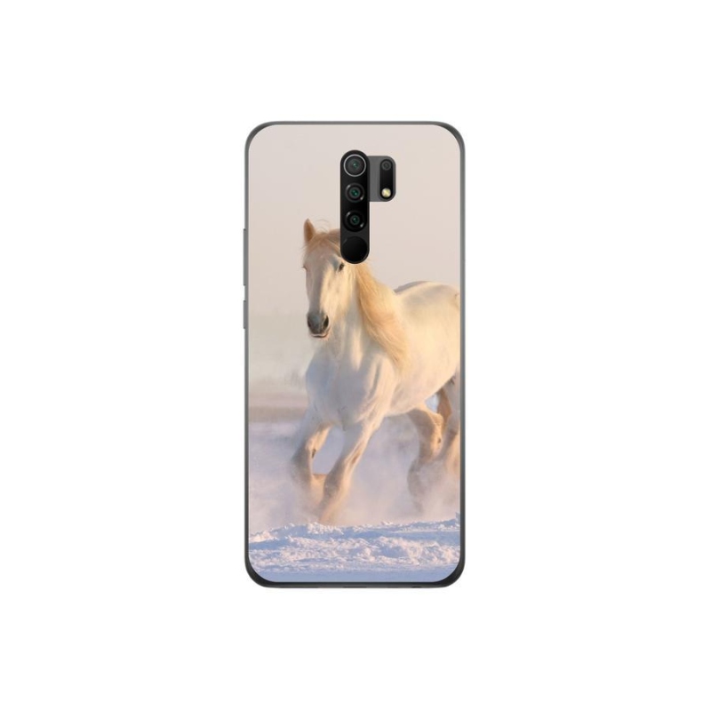Gelový obal mmCase na mobil Xiaomi Redmi 9 - kůň ve sněhu