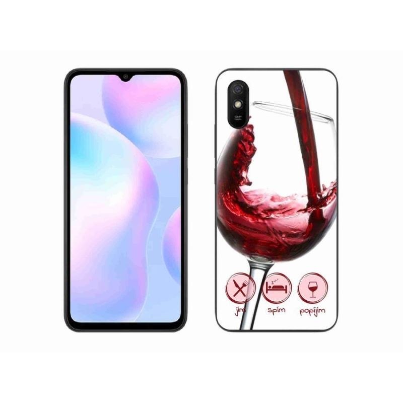 Gelový obal mmCase na mobil Xiaomi Redmi 9AT - sklenička vína červené