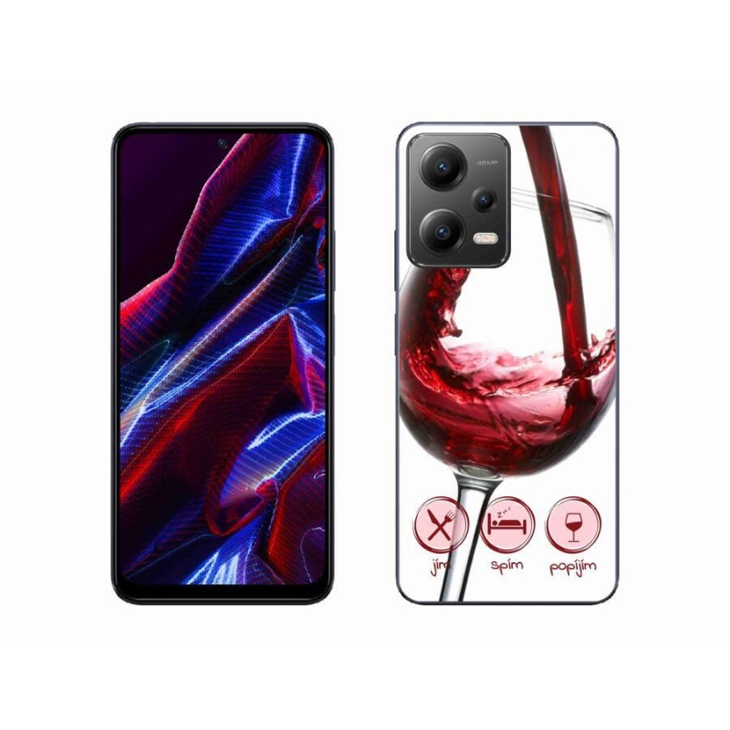 Gelový obal mmCase na mobil Xiaomi Redmi Note 12 5G - sklenička vína červené