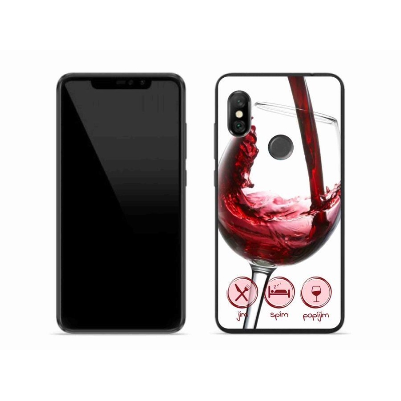 Gelový obal mmCase na mobil Xiaomi Redmi Note 6 Pro - sklenička vína červené