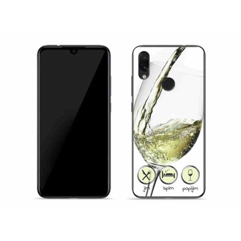 Gelový obal mmCase na mobil Xiaomi Redmi Note 7 - sklenička vína bílé