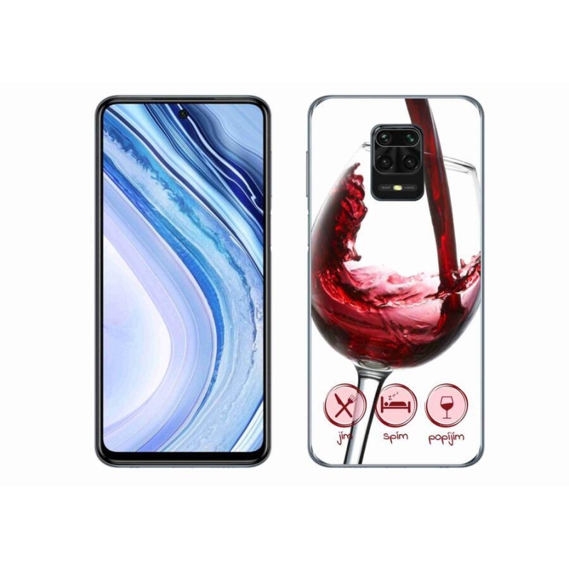 Gelový obal mmCase na mobil Xiaomi Redmi Note 9 Pro - sklenička vína červené